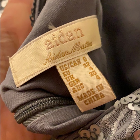 Aidan Mattox Silver Long Sleeve Cocktail Dress - Picture 5 of 8